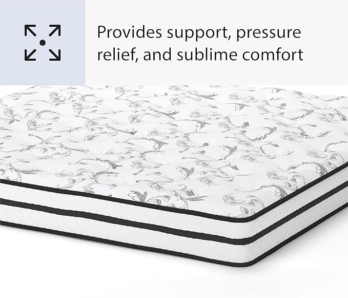 Signature Design by Ashley M69541 King Size Chime 8 Inch Medium Firm Innerspring Pressure Relief Quilt Foam, Fiberglass Free, Mattress in A Box