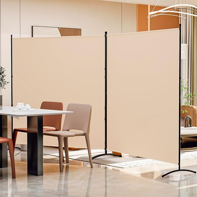 Room Divider 126''W x 71''H Large 2 Panel Privacy Screen for Room Partitions, Portable Room Divider Screen for Room Separtion, Freestanding Fabric Wall Divider for Office, School, Room Separator Beige