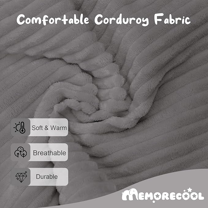 MeMoreCool Modular Kids Couch, Corduroy Play Toddler Couch for Bedroom Playroom Furniture, Convertible Foam Kids Sofa Bed, Fold Out Baby Sofa for Girl Boy, Light Grey