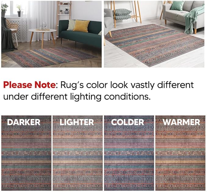 Keen Home Design 2x12 Rug - Machine Washable Runner Rug with Non-Slip Backing, Ideal for Hallway, Entryway, Kitchen, Laundry Room - Vintage, Easy Clean, Durable, Low Pile - (2'6" x 12')