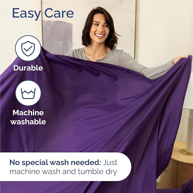Full Size 4 Piece Sheet Set - Comfy Breathable & Cooling Bed Sheets Set - Hotel Luxury Bedding for Women, Men, Kids, Teens, Boys & Girls - Deep Pockets, Ultra-Soft, Wrinkle Free - Oeko-Tex - Purple
