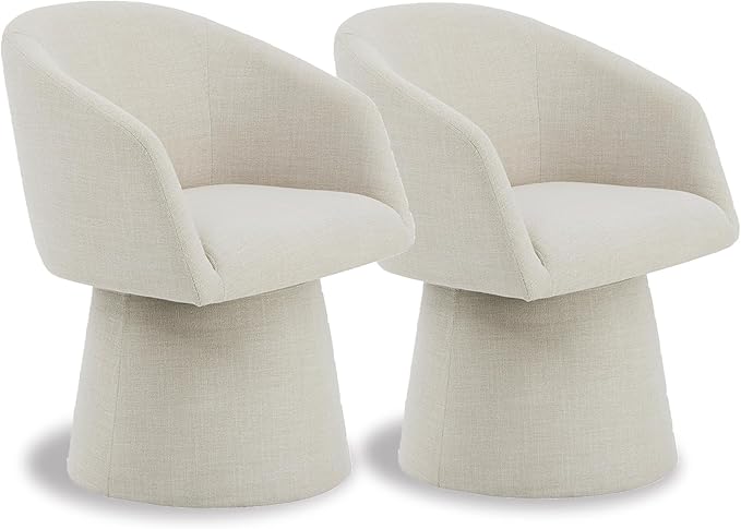 Swivel Dining Chairs Modern Accent Armchair Side Deskchair for Diningroom Vanity Bedroom Livingroom Reading Room,Linen,2 Box