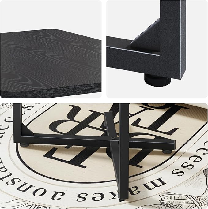 NEFROM C-Shaped End Table, Small Side Table for Couch, Sofa TV Tray Table for Living Room, Bedroom, Bedside ET-X-BKW1