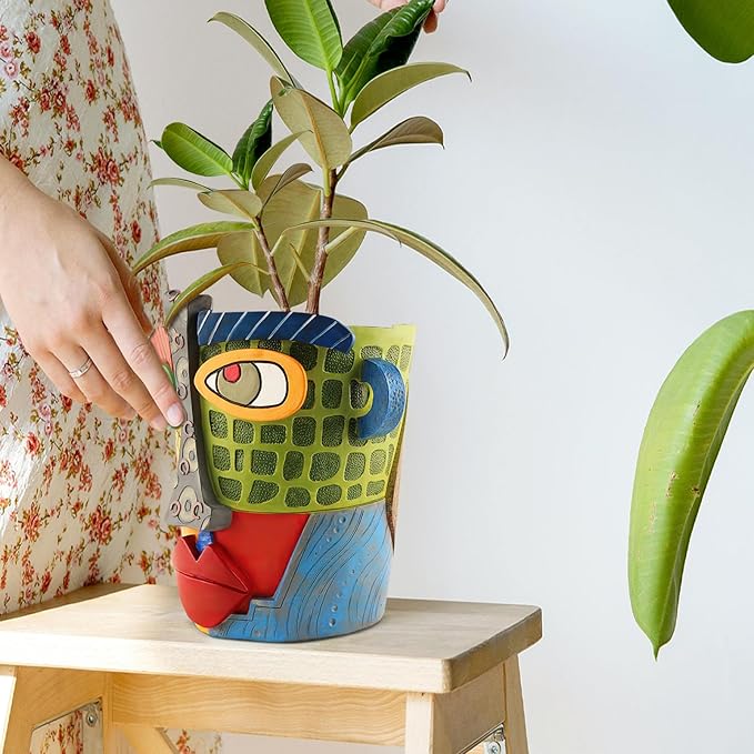 Abstract Face Planters Pots Head,Unique Head Planter for Indoor Plants,Funny Face Flower Pot,Colorful Plant Pots for Outdoor Garden Decor and Home Art Decoration(Modern)