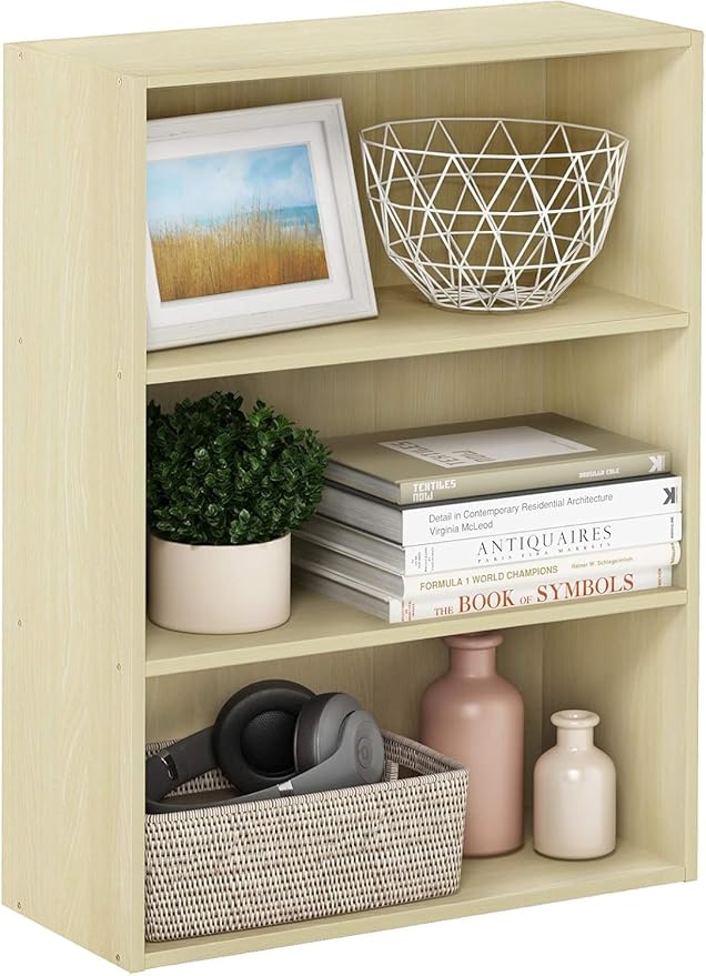 Furinno Pasir 3-Tier Open Shelf Bookcase, Maple