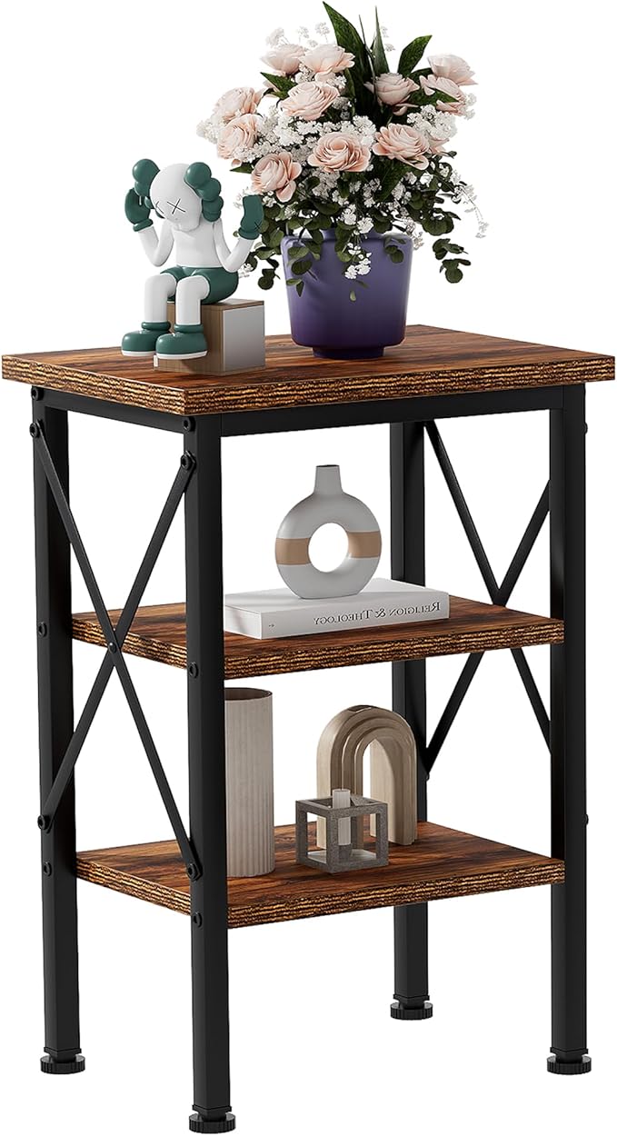 VECELO Modern Nightstands X-Design Side End Table Night Stand with Storage Shelf for Bedroom,Living Room,