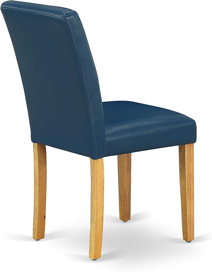 East West Furniture CAAB7-OAK-55 7 Piece Dining Table Set Consist of a Rectangle Dining Room Table and 6 Oasis Blue Faux Leather Upholstered Parson Chairs, 36x60 Inch, Oak