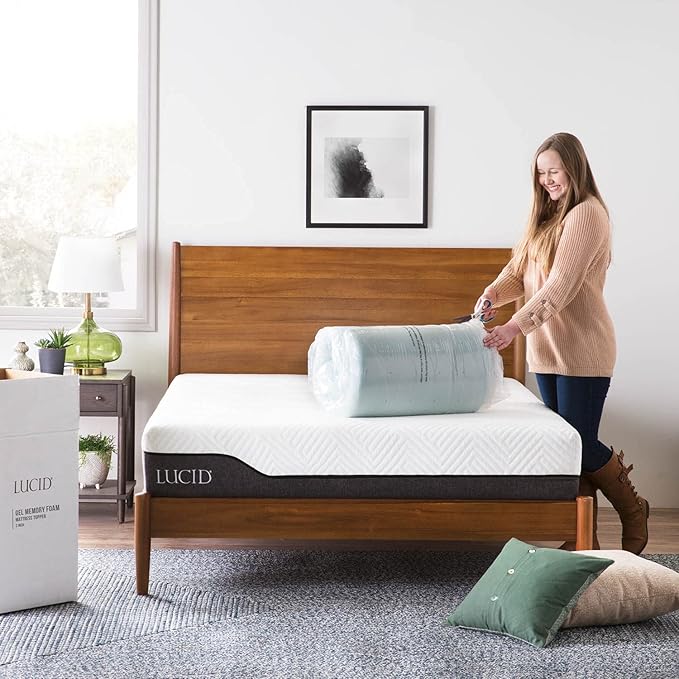 LUCID 3-inch Ventilated Gel Memory Foam Mattress Topper - Twin