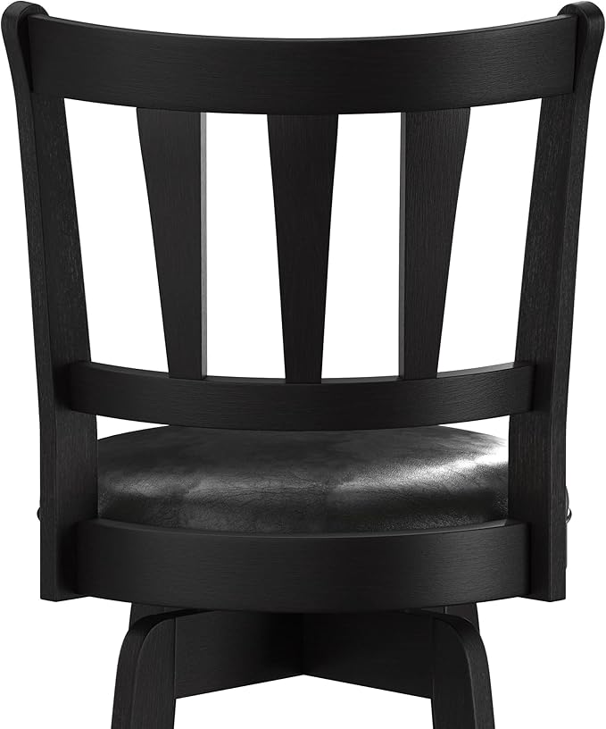 Hillsdale Presque Isle Wood Swivel Stool with Faux Leather Seat, Bar Height, Black