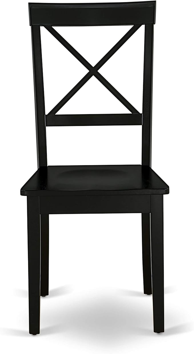 East West Furniture LGBO5-BLK-W 5 Piece Kitchen Table & Chairs Set Includes a Rectangle Dining Room Table with Butterfly Leaf and 4 Dining Chairs, 42x84 Inch, Black