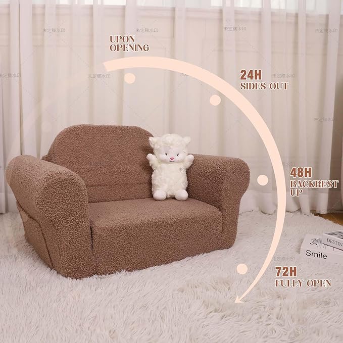 Chairs for Toddler, 2-in-1 Toddler Soft Teddy Baby Couch Fold Out, Convertible Chair to Lounger for Girls and Boys|Safety Certified | Gift for Children