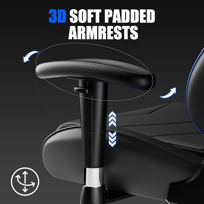 GTRACING Gaming Chair Racing Office Computer Ergonomic Video Game Chair Backrest and Seat Height Adjustable Swivel Recliner with Headrest and Lumbar Pillow Esports Chair (NavyBlue)