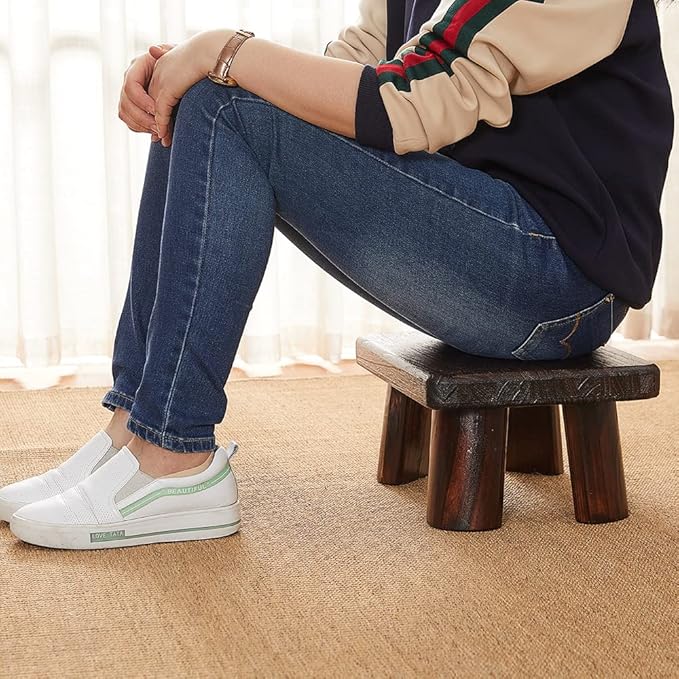 Wooden Stool, Bedside Step Stool, Step Ladder for Kitchen & Bathroom, Foot Rest Stool, Super Sturdy Hold Up to 500 LBS (14.2"x10.6"x7.1")