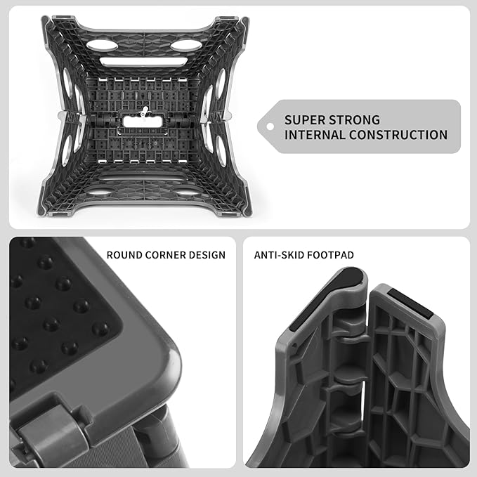 Delxo Folding Step Stool 13 inch Height Heavy Duty Foldable Step Stools,Kitchen Small Collapsible Fold Up Stepping Stool 1 Pack in Grey Dotted Texture