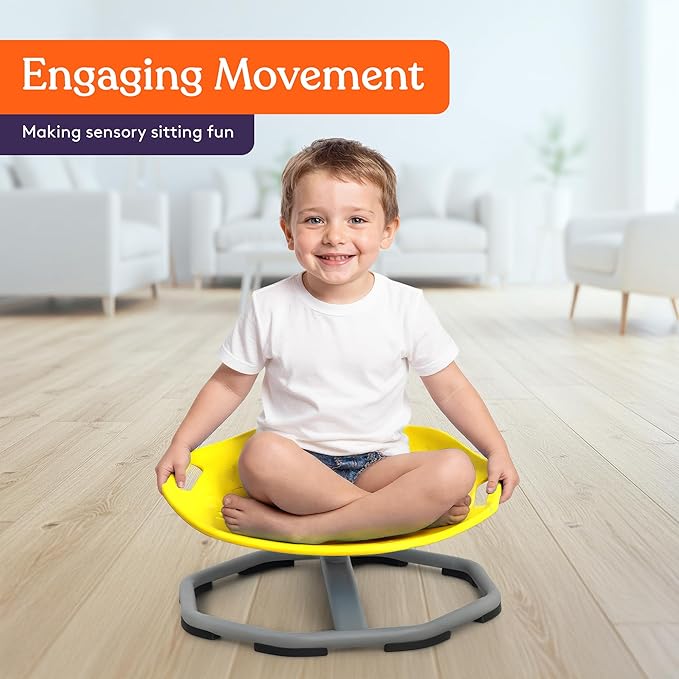 Special Supplies Spinning Chair for Kids- Versatile Kids Sit and Spin Sensory Chair for Training Body Coordination - Sensory Swivel Chair for Playroom, Bedroom, or Nursery (Yellow)