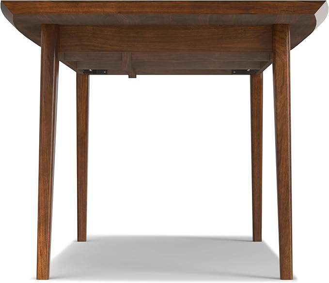 SIMPLIHOME Draper Extendable Dining Table, Solid Wood Walnut Veneer in Walnut, 66-84 x 40 inches, Mid-Century Modern-Style Rectangular Expandable Kitchen Table with Butterfly Leaf for 6+ People