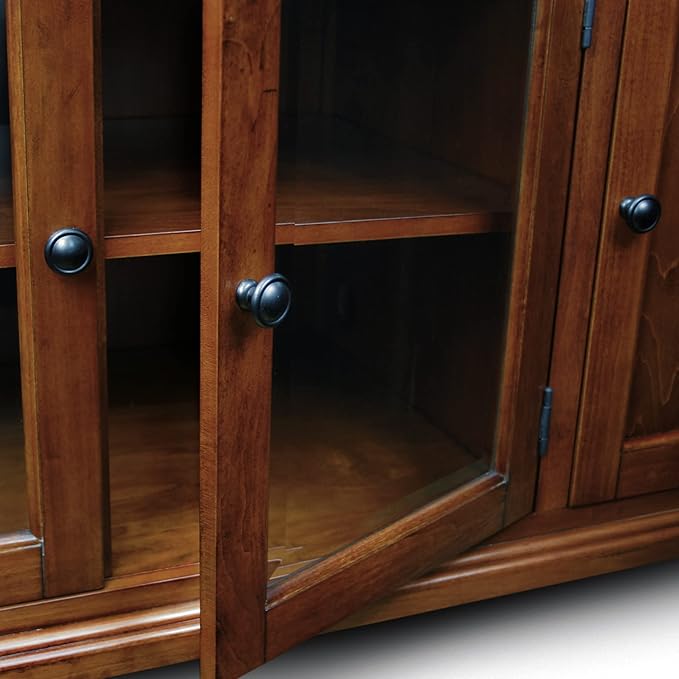 Leick Home 87360 TV Stand with Enclosed Storage For 65" TV's, Westwood Brown Cherry
