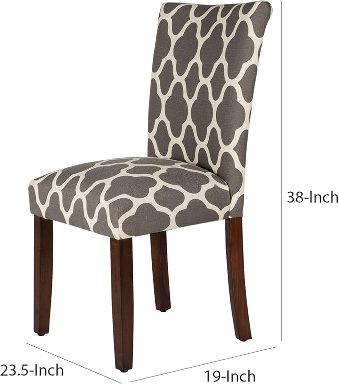 HomePop Parsons Classic Upholstered Accent Dining Chair, Set of 2, Grey and Cream Geometric