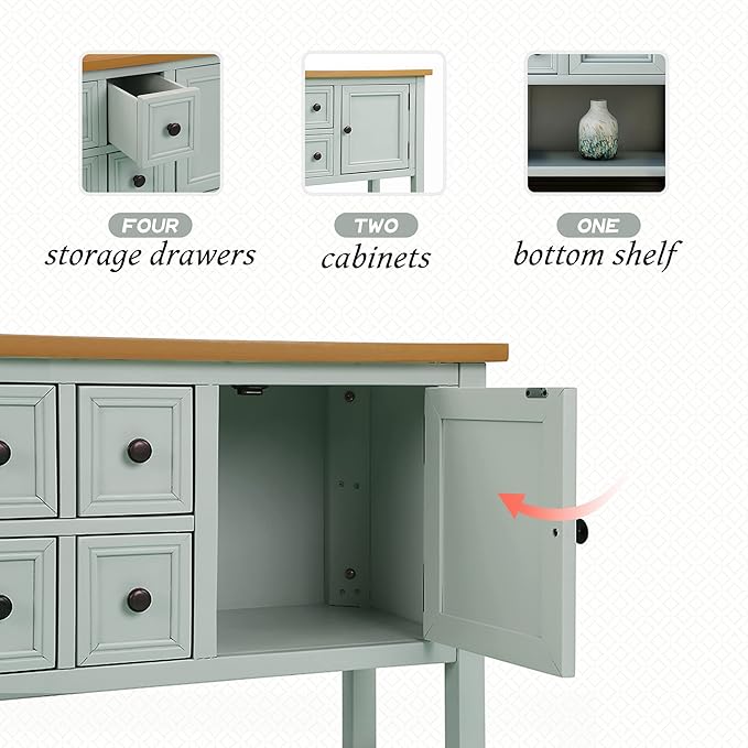 Merax Modern Wood Buffet Sideboard with Drawers and Bottom Shelf Console Table for Living Room Dinning Room Kitchen (Lime White)
