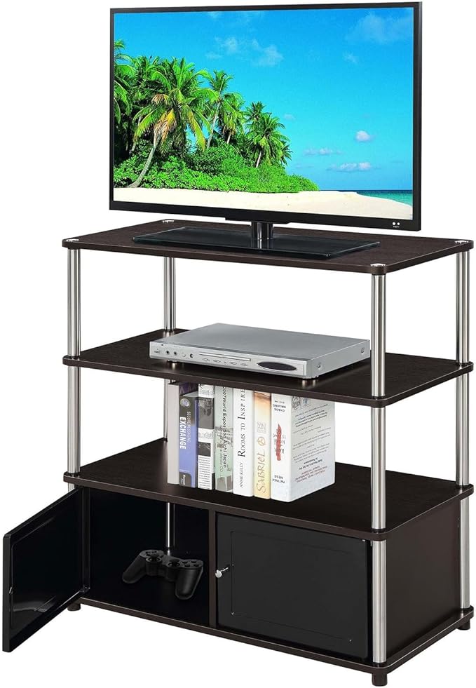 Convenience Concepts Designs2Go Highboy TV Stand with Storage Cabinets and Shelves for TVs up to 40 Inches, Espresso