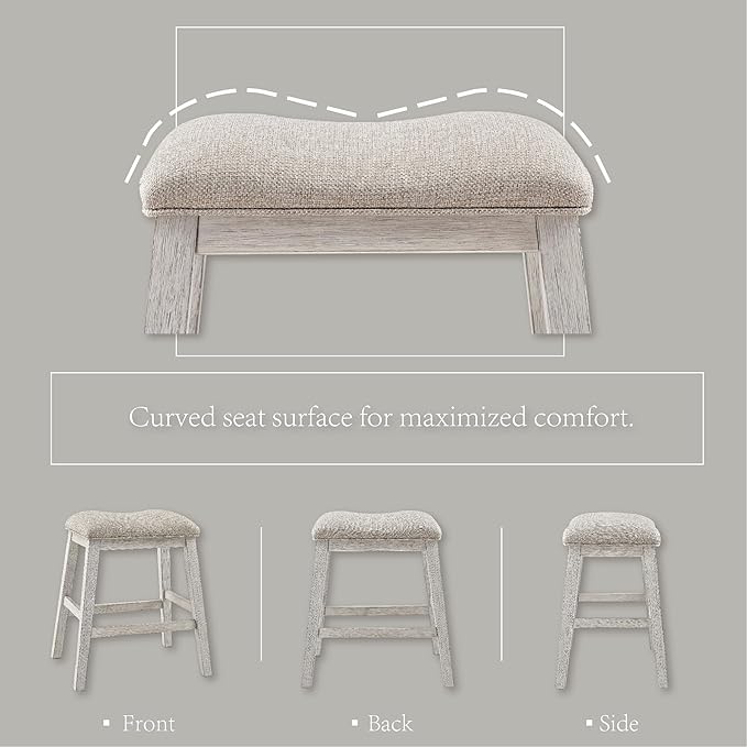 Signature Design by Ashley Skempton Modern 24" Counter Height Upholstered Barstool, 2 Count, Whitewash