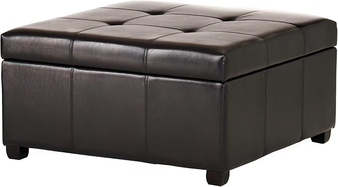 Christopher Knight Home Carlsbad Bonded Leather Storage Ottoman, Espresso