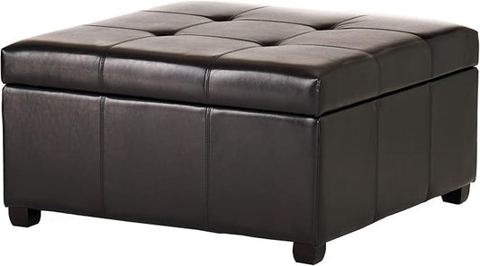 Christopher Knight Home Carlsbad Bonded Leather Storage Ottoman, Espresso