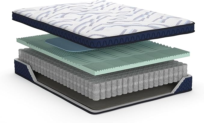 Signature Design by Ashley Full Size Stack 12 Inch Hybrid Medium Plush Cooling Gel Infused Memory Foam Mattress for Pressure Relief, Fiberglass Free, Mattress in A Box