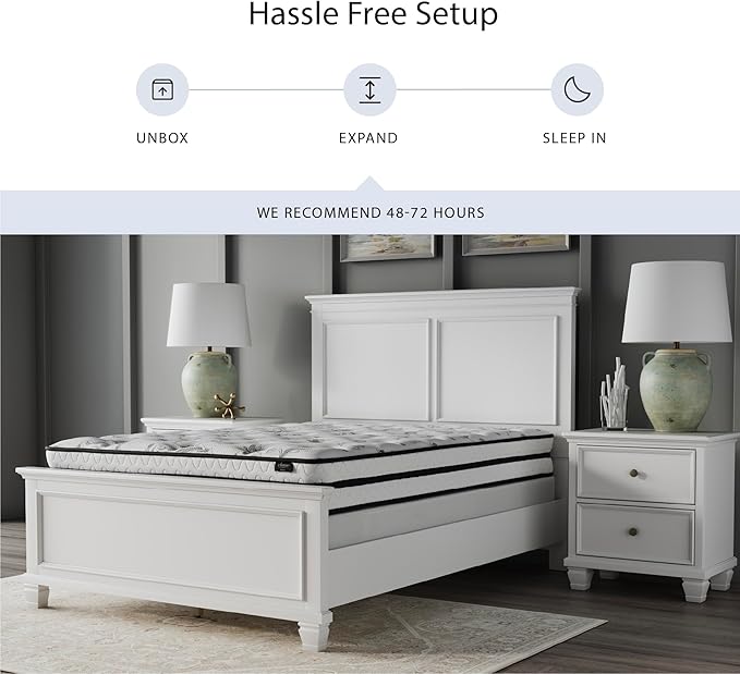 Signature Design by Ashley Full Size Chime 8 Inch Medium Firm Innerspring Mattress with Pressure Relief Quilt Foam, Fiberglass Free, Mattress In A Box