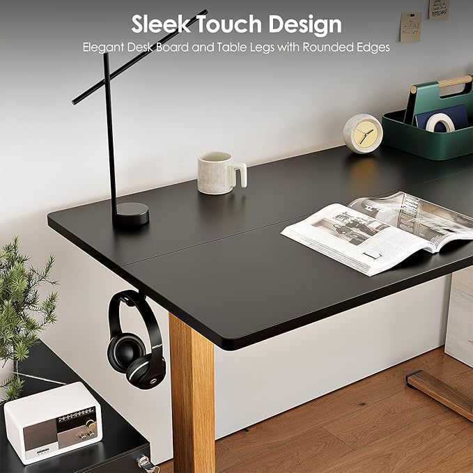 Monomi Electric Standing Desk, 55x24 Inches Height Adjustable Sit Stand up Desk, Large Ergonomic Home Office Desk with Memory Preset Controller,Black