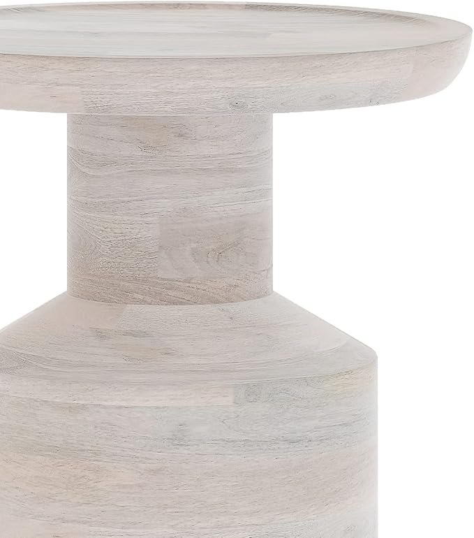 SIMPLIHOME Haynes 16-inch Wide Solid Mango End Table in White Wash, Handcrafted Boho-Style Accent Table for Living, Bedroom, or Home Office, Assembled