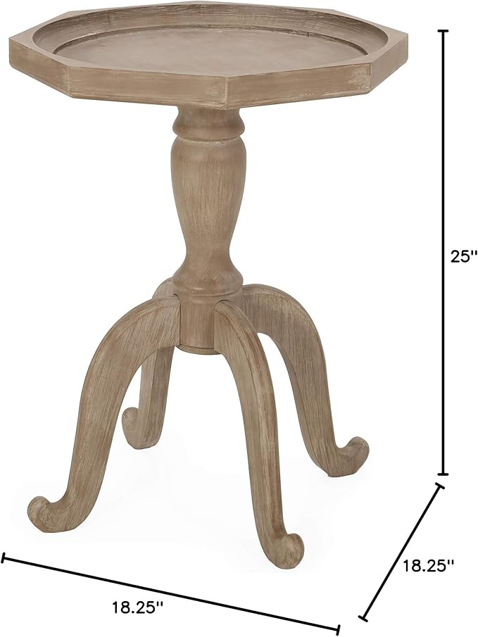 Christopher Knight Home Elizabeth French Country Accent Table with Octagonal Top, Natural 18.25 in x 18.25 in x 25 in