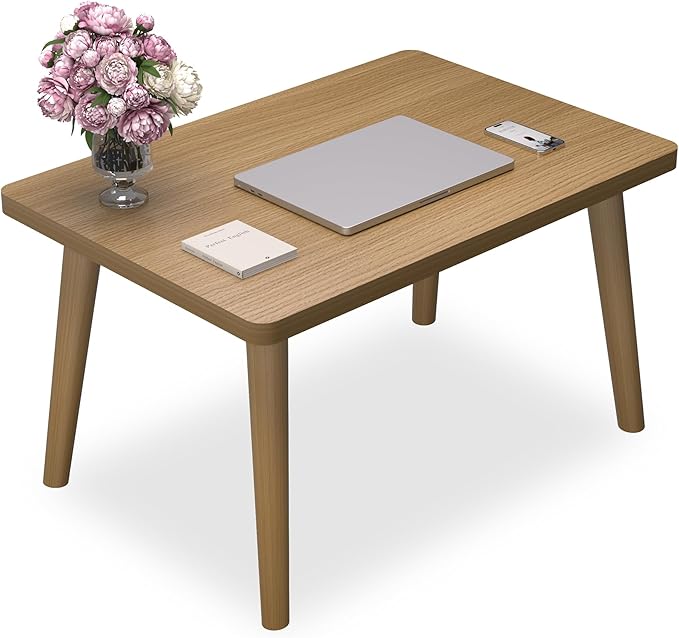 Small Coffee Table for Small Space, Low Table, Floor Table Desk for Sitting on The Floor, Japanese Coffee Table for Living Room, Tatami Tea Tables with Solid Wood Legs, Home Office, Farmhouse, Brown