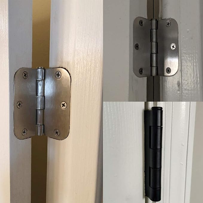 42 Pack Matte Black Door Hinges 3.5 Inch 5/8" Radius, Interior 3 1/2" Bi-fold Table Closet Rounded Hinge for Doors,Furniture,Farm,Book Shelf,Gate,Bed Room,Entryway,Patio,Playhouse,Kit