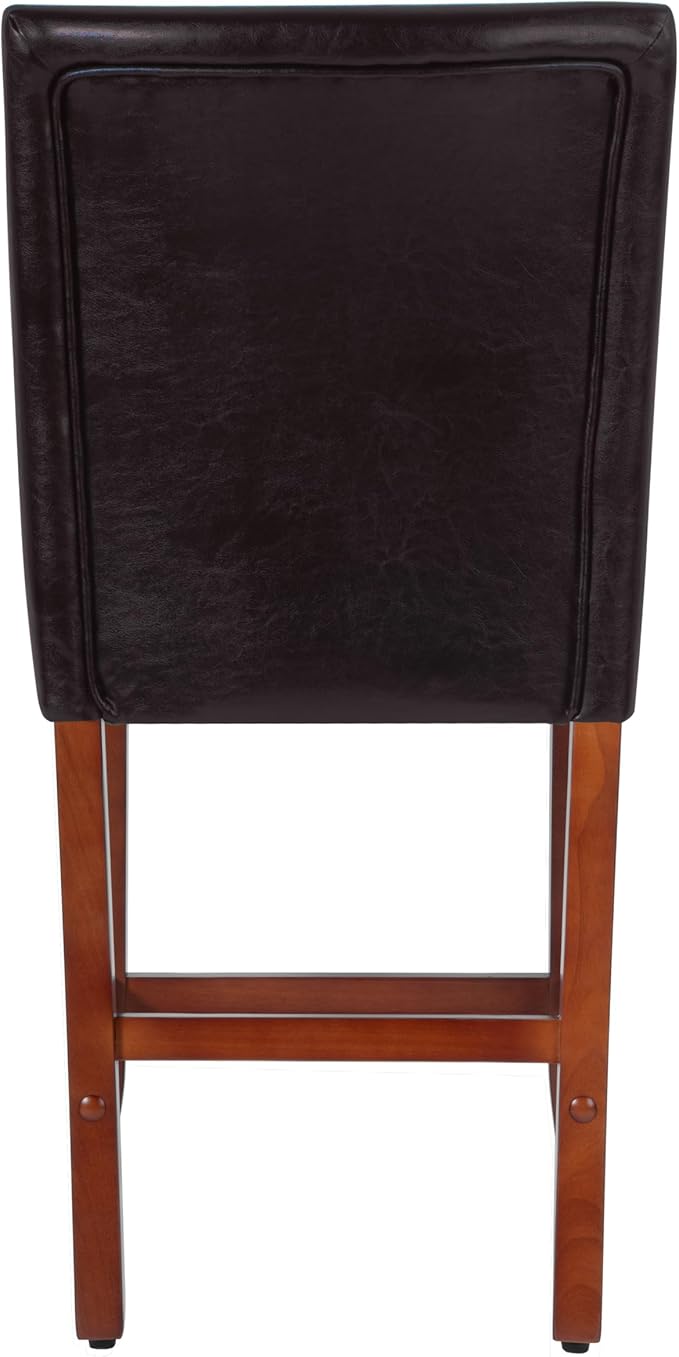 Homepop Home Decor | Classic Counter Height Bar Stools | Faux Leather 24 Inch Bar Stools | Decorative Home Furniture (Brown Faux)