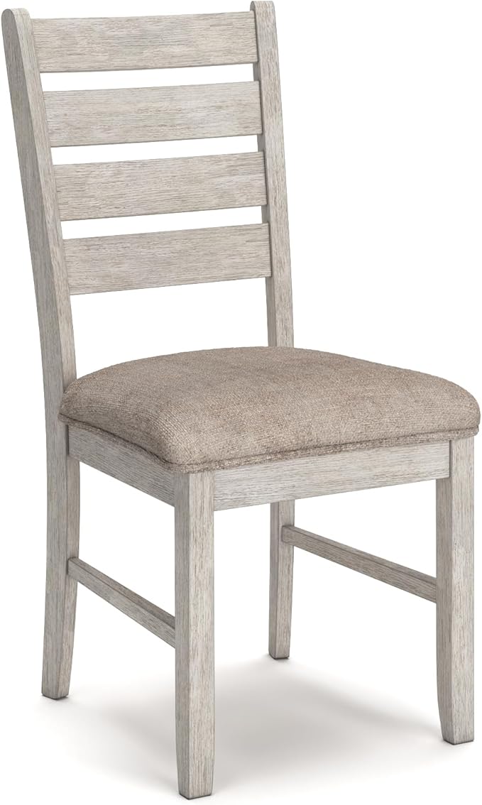 Signature Design by Ashley Skempton Cottage Dining Room Table Set with 6 Upholstered Chairs, Whitewash