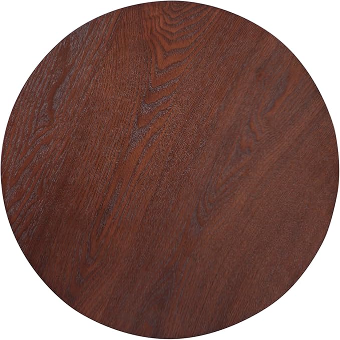 Walnut Pedestal Side Table 16.93'' Dia, Mid Century Modern Farmhouse Accent End Table, Fluted Base Design, Fully Assembled, for The Living Room and Bedroom, 22.44" Tall