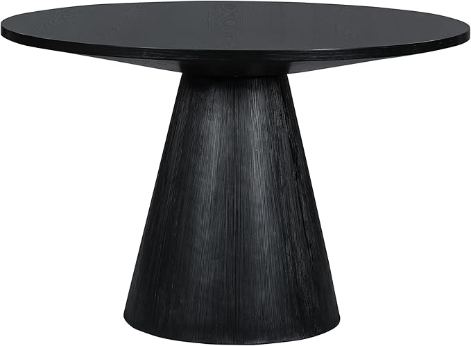 Wooden Kitchen Round Dining Table for 4-6, Round Kitchen Table with Circular Tabletop with Wood Pedestal Base, Rustic Farmhouse Furniture