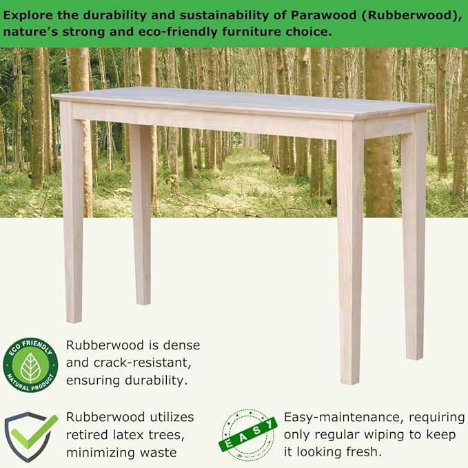 Solid Wood Extended Length Shaker Console Table - 48" Wide