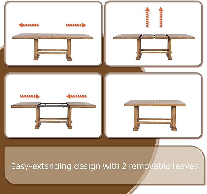 Signature Design by Ashley Havonplane Rustic Distressed Counter Height Dining Extension Table with Removable Center Leaf and Double Trestle Base, Light Brown
