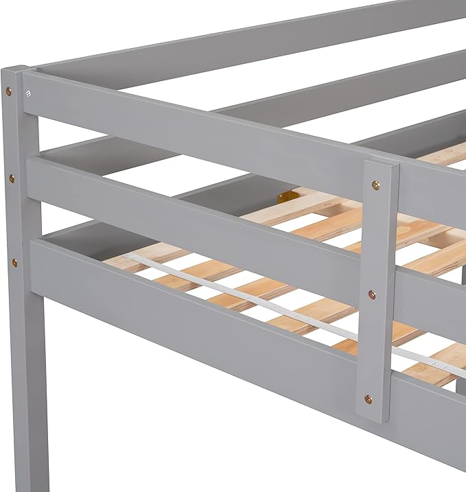 HomSof Full Loft Bed with Guard Rail & Ladder,No Box Spring Needed,Easy Assembly,Grey