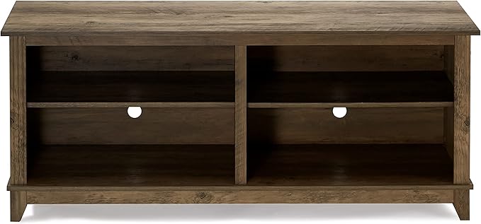 ROCKPOINT 58inch TV Stand Media Console for TV’s up to 65 Inches, Home Living Room Storage Console, Entertainment Center with 4 Open Storage Shelves, Modern TV Console Table (Rustic Oak)