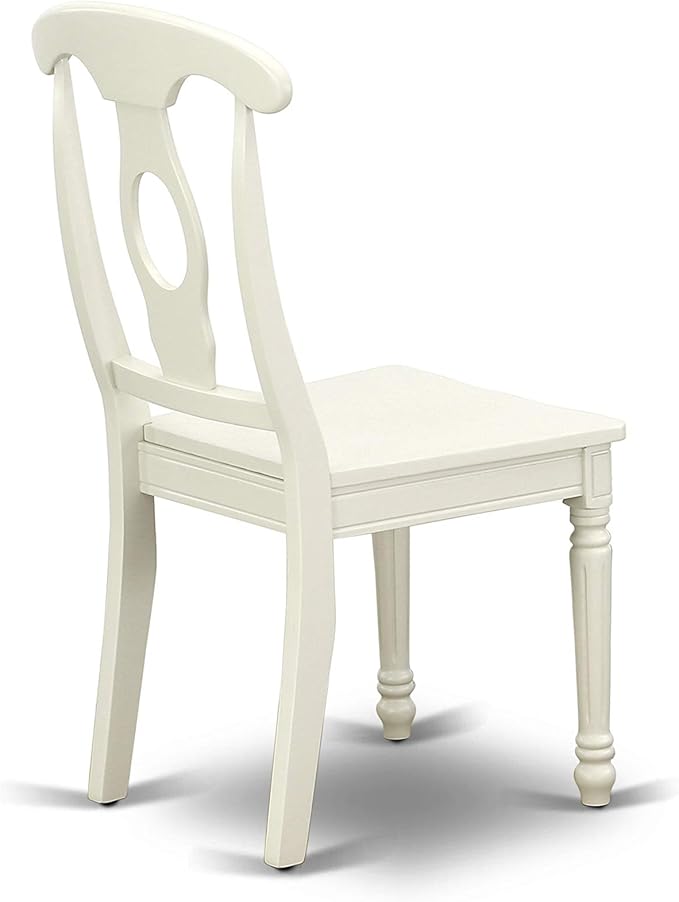 East West Furniture VAKE5-LWH-W 5 Piece Kitchen Table Set for 4 Includes an Oval Dining Room Table with Butterfly Leaf and 4 Solid Wood Seat Chairs, 40x76 Inch, Linen White