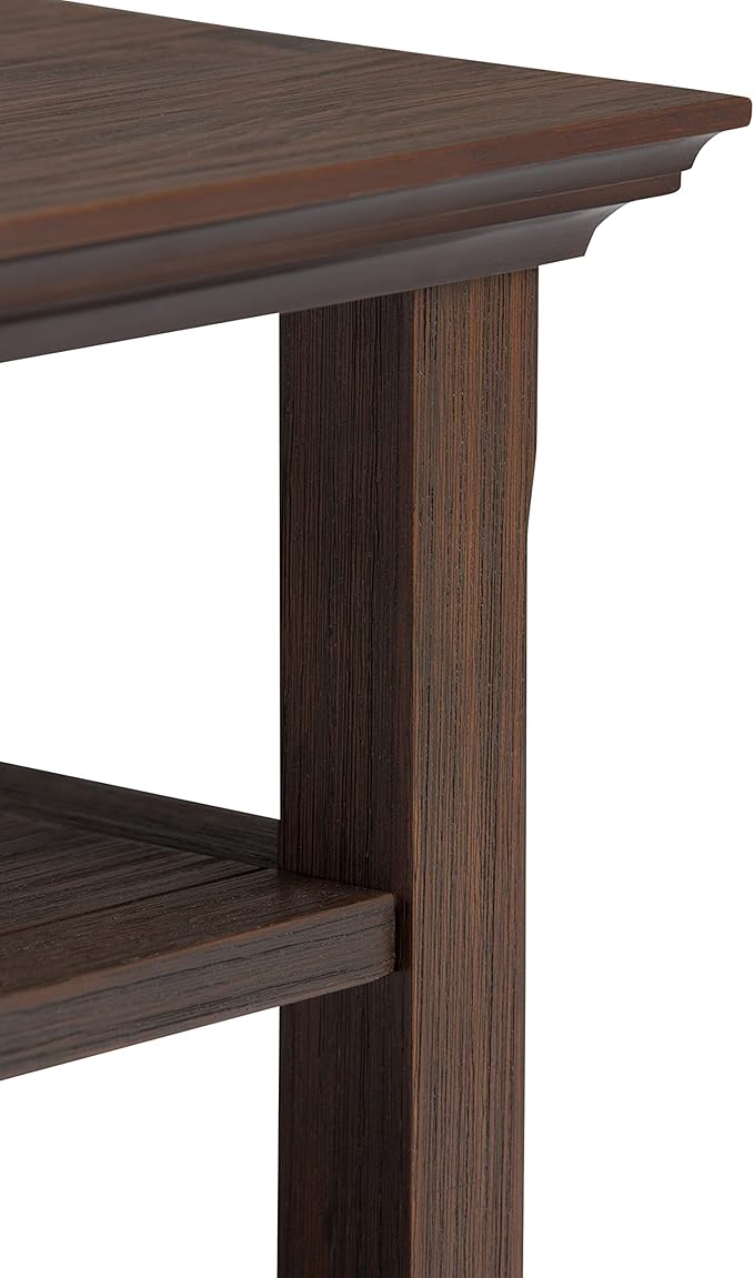 SIMPLIHOME Acadian SOLID WOOD 19 Inch Wide Square Transitional End Table in Farmhouse Brown, For the Living Room and Bedroom
