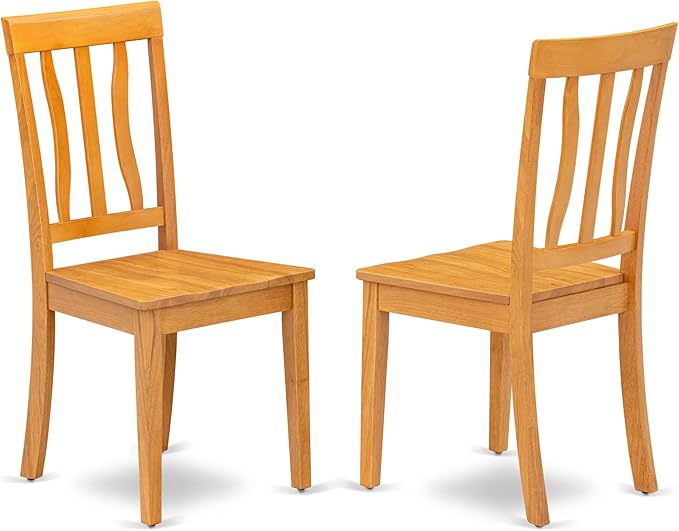 East West Furniture MZAN3-OAK-W 3 Piece Dining Table Set for Small Spaces Contains a Rectangle Dining Room Table with Dropleaf and 2 Wood Seat Chairs, 36x54 Inch, Oak
