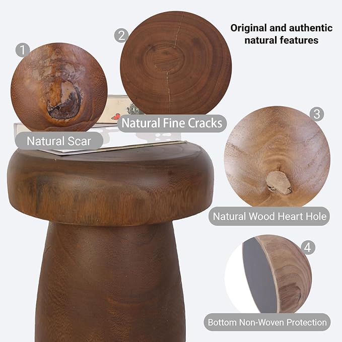 TORMAYS HOME Handmade Wood Side Table Tree Stump End Table Solid Wood Stool Plant Stand Rustic Coffee Table Nightstand for Living Room Bedroom Balcony Garden (Brown)