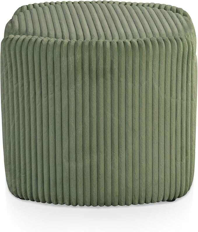 Furniture of America Lennox Modern Chenille 25-inch Round Storage Ottoman with Reversible Flip Top, Upholstered Footstool for Living Room, Bedroom, Entryway, Green