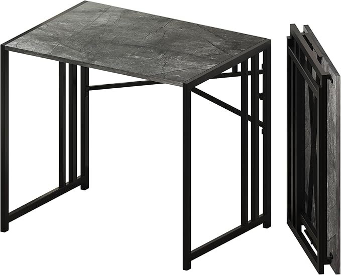 Small Folding Computer Desk 32 inch, Writing Gaming Computer Desk for Small Spaces, No Assembly Required Office Desk, Grey
