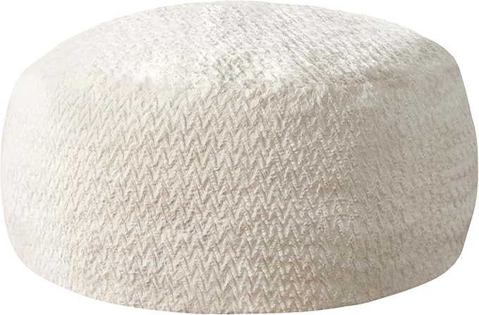 Hobestluk Bean Bag Chair Convertible Beanbag Chairs for Adults, 3 in 1 Bean Bags with Plush Chevron Cover, Adult Bean Bag Chair for Living Room, Bedroom (White, Queen)