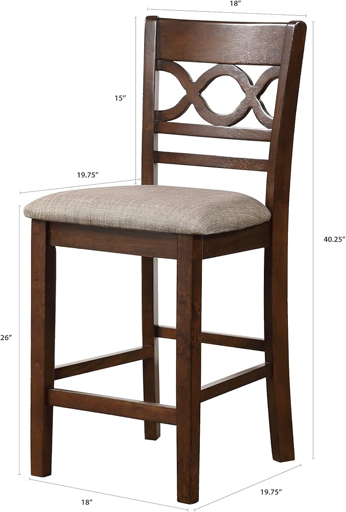 New Classic Furniture Cori 5-Piece Round Counter Set with 1 Dining Table and 4 Chairs, 42-Inch, Cherry Brown